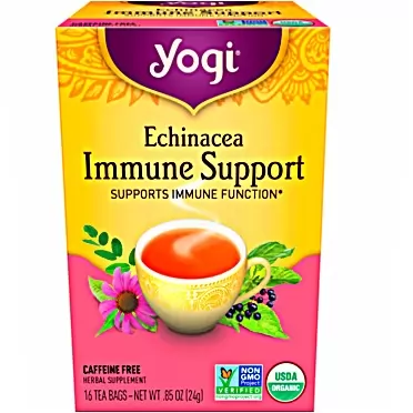 Yogi Tea - Echinacea Immune Support (4 Pack) - Supports Immune Function with Elderberry and Mullein - Caffeine Free - 64 Organic Herbal Tea Bags
