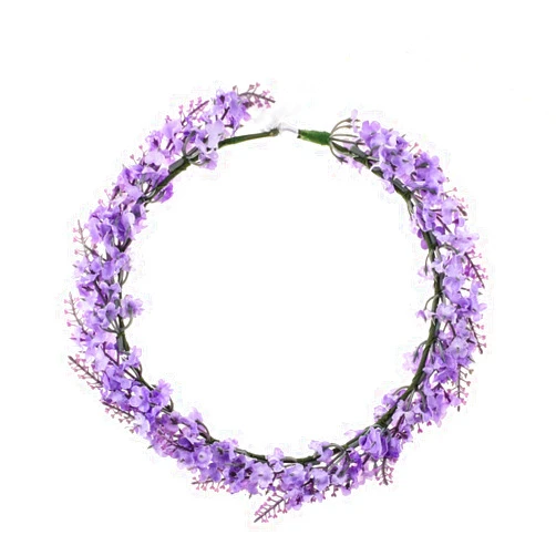 Accesyes Lavender Headband Bridal Woodland Garland Flower Hair Wreath Wedding Accessories BOHO Crown Beach Girls Headpiece (Purple)