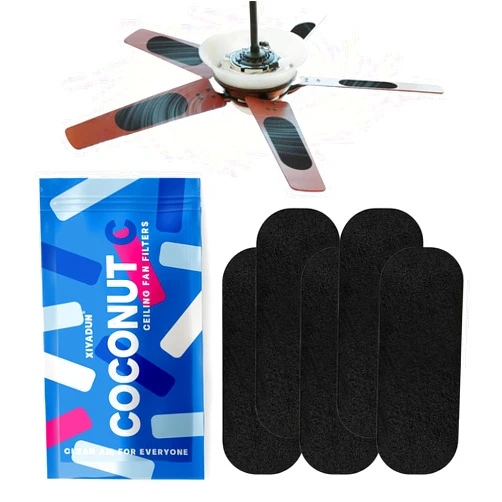 Xiyadun Ceiling Fan Filters for Blades, 5-Pack Ceiling Fan Air Purifier Pads, Activated Coconut Carbon Fan Filter for Ceiling Fan, Easy-Stick Universal Air Filter for Common Household Contaminants