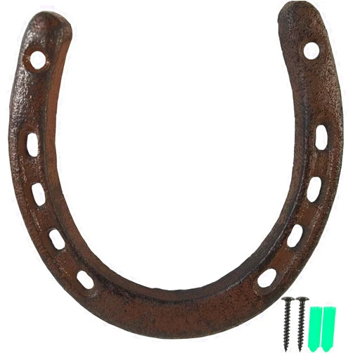 ROYHOO Cast Iron Horseshoe，for Good Lucky, Durable Cast Iron Medium Horseshoe 5 Holes On Each Side for Wall Hung(Dark Brown)