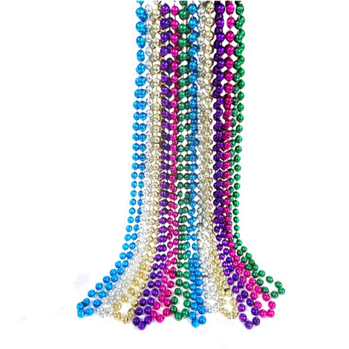 THE MARDI GRAS KREWE - Mardi Gras Beads, 33 Inch 10mm Round Plastic Necklaces – 12 Pack Patriotic Bulk Beads for Parade Throws, Party Favors & Costume Accessories - Assorted Colors