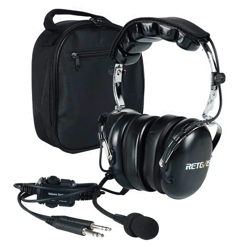Retevis EHG001 Premium Aviation Headsets for Pilots,Mono and Stereo,Passive Noise Reduction,Noise Canceling Mic,Gel Ear Seals Headrest,Custom Fit Headband,for Flight Students,Headset Bag(1 Pack)