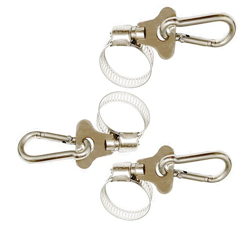 Jihugu Boats Flag Pole Kits, Stainless Steel Boat Flag Pole Clips with Carabiner Clamp , For Flag Poles 0.75 to 1.2 Inch in Diameter - Flag and Pole Not Included. (3 Pack)