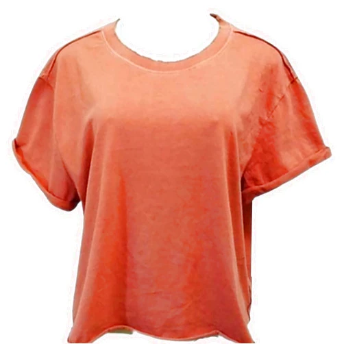 Wild Fable Women's Short Sleeve Roll Cuff Boxy T-Shirt, Rust (Size XS), Rust Brown Orange