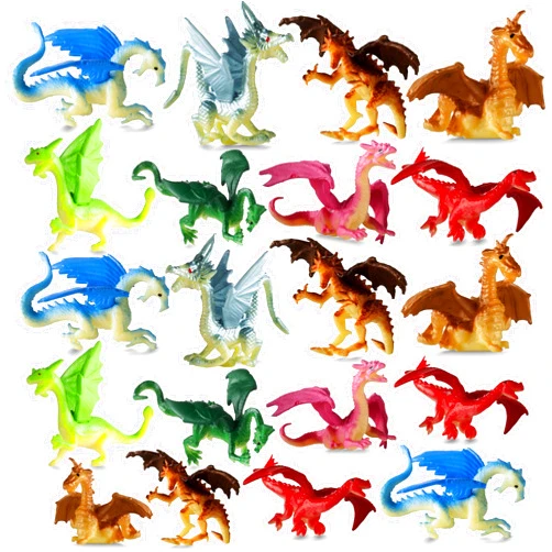 Bedwina Mini Dragon Toy Figures - (Pack of 36) 2 Inch Plastic Rubbery Dragon Figurines in Assorted Colors and Styles - Kids Toys for Birthday Party Favors, Decorations, Cupcake Toppers and Piñatas