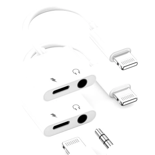 Ucaca 2 Pack [Apple MFi Certified] Apple Lighting to 3.5 mm Headphone Jack Adapter, 2 in 1 iPhone Headphone Jack Aux Audio + Charger Cable Splitter Adapter Dongle for iPhone 14 13 12 11 Pro Max XS XR X 8 7