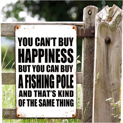 YOYI ART Fishing Decor Retro Tin Signs Lake House Decor for The Home - You Can't Buy Happiness But You Can Buy a Fishing Pole - Vintage Fishing Wall Decor Lake Decor Cabin Decor For Boys Room Bedroom Bathroom