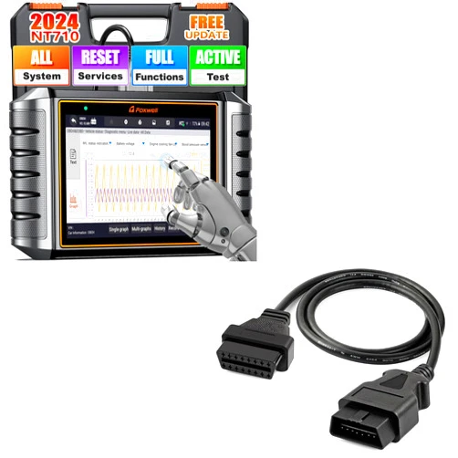 FOXWELL NT710 fit for Mercedes-Benz Scanner Diagnostic Tool + OBD2 16Pin Male to Female Diagnostic Extension Convert Cable Adapter 1m/ 39inch