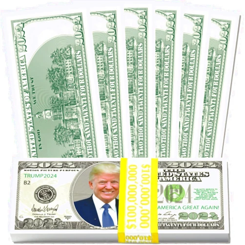 BOOSTEDBLUE Trump 2024 Limited Edition Novelty Dollar Bill - Pack of 100 - Make American Great Again! Trump merchandise & Donald trump gifts