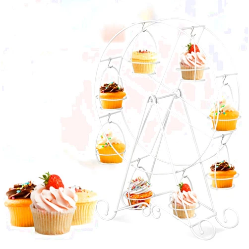 BUNRUN Cake Stand Creative Stainless Steel Ferris Wheel Cupcake Display Stand Holder 8-Cup for Parties，Wedding, Cake Shop