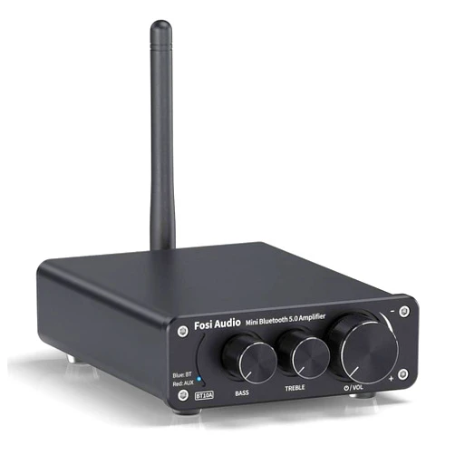 Fosi Audio BT10A Bluetooth 5.0 Stereo Audio Amplifier Receiver 2 Channel Class D Mini Hi-Fi Integrated Amp for Home Passive Speakers 50W x 2 TPA3116
