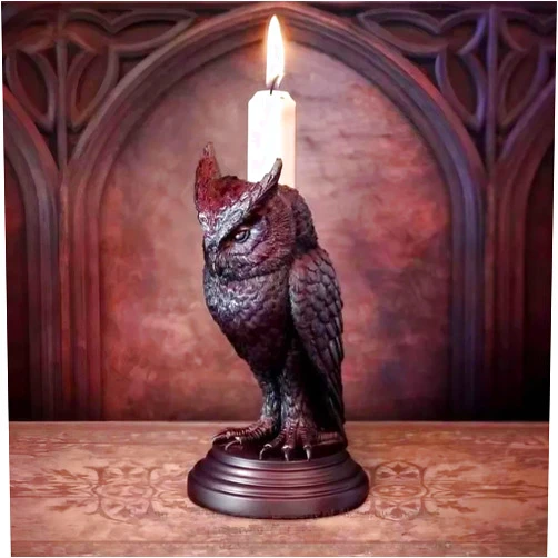Generic Gothic Owl Candle Stick Holders, Gothic Figurine Holders Black Resin Candlestick Holders Candlestick Holders, Mysterious Dark Gothic Home Decor Accessories