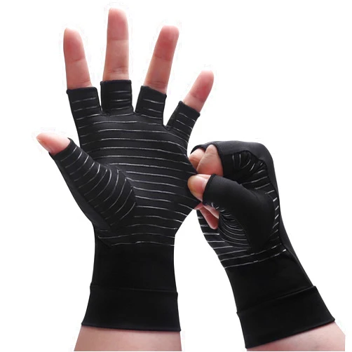 Cenawin Copper Compression Arthritis Gloves for Women Men - Cenawin Carpal Tunnel Copper Gloves, Fingerless Gloves, Relieve Hand Pain Swelling Rheumatoid Osteoarthritis and Fatigue Symptoms(Large)