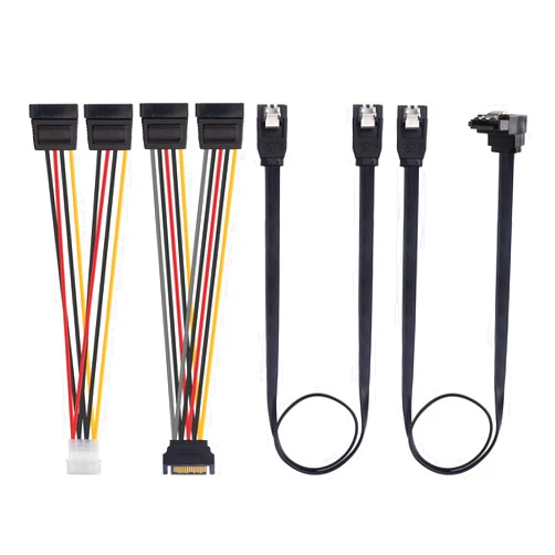 Cable Matters SATA III Data Cable and SATA Power Cable Kit with Straight and 90 Degree SATA III Cables, Power Splitter Adapter, and Molex Adapter in Black