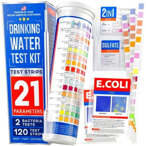 Bestprod All-New 20 in 1 Drinking Water Testing Kit 120 Strips, Home Tap and Well Water Test Kit for Hardness, Lead, Iron, Copper, Chlorine, Fluoride