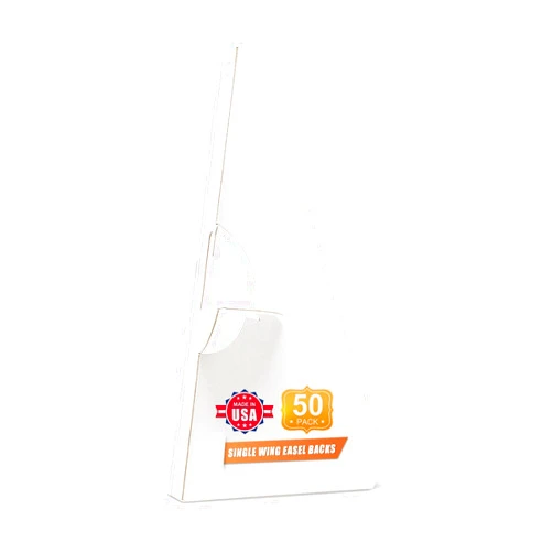 Golden State Art, 9 Inch Self Stick Easel Back, Cardboard Stand, Single Wing, Archival Quality, Display Posters Pictures Brochures, Easy and Fast Application (Pack of 50) White, Made in USA