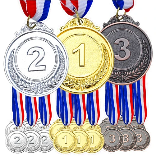 GOLDGE 18 Award Medals - Ideal for Sports, Competitions, Parties, Spelling Bees & Olympics - 2 Inches - Comes in a Set of 18. Also Available in Gold, Silver and Bronze - Perfect Prizes for Winners