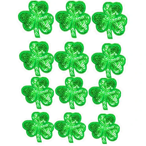 MSCFTFB 12 Pieces Lucky Shamrock Iron on Patches Leaf Clover Sew Embroidered Patches Appliques Embellishments for Clothing Jackets Backpacks St Patrick Decorations (3 Clover)