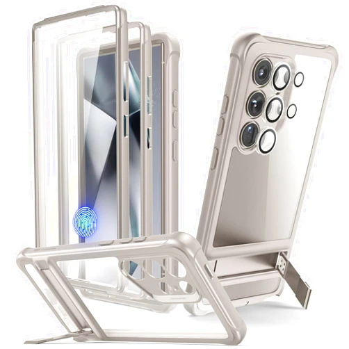 ESR for Samsung Galaxy S24 Ultra Case, S24 Ultra Case with Extra Protective Front Frame & 3 Kickstand Modes, Exceeds Full-Coverage Military-Grade Protection,Clear Grey