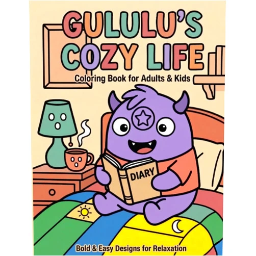 Gululu’s Creative Workshop Gululu’s Cozy Life: Bold and Easy Coloring Book for Adults and Kids: 40 Simple and Minimalist Designs with Thick Lines for Relaxation