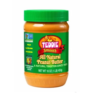 Teddie All Natural Peanut Butter, Smooth, 16-Ounce Jar (Pack of 4) 1 Pound (Pack of 4) Smooth