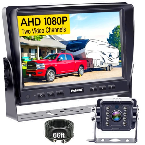 Rohent HD 1080P Wired RV Backup Camera System - with 170° Wide-Angle Lens, Night Vision, Waterproof IP69, Easy DIY Installation for RVs, Trucks, and Trailers by Rohent