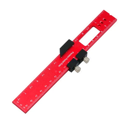 Generic Uncles Woodworking Ruler Precision Pocket Ruler Metal Slide Rule Inch & Metric T Type Scribing Ruler Square Ruler T Track Ruler