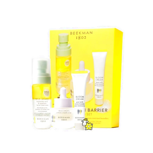 Beekman 1802 Goat Milk Minis “Kid” Skincare Set - Squalene Toner, Ceramide Serum, Barrier Repairing Moisturizer - Travel-Friendly - Fragrance Free - Cruelty Free