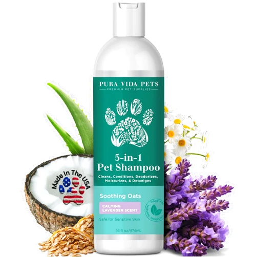 Pura Vida Pets Dog Shampoo and Conditioner - 5 in 1 - Dog Shampoo - Natural Dog Shampoo - Puppy Shampoo, Dog Shampoo for Smelly Dog, Cat Shampoo, Dog Shampoo Itchy Skin Relief, Oatmeal Dog Shampoo, Pura Vida Pets