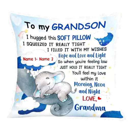 IZI POD Personalized Elephant Mom Grandma Daughter Granddaughter Son Grandson Hug This Pillow, Autumn Silhouette Tree Pillow, Gift for mom, Daughter Gift, To My Granddaughter Gift Form Grandma Grandpa/1