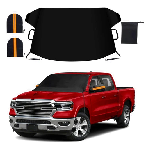 TX-INNO AUTO Windshield Cover for Ice and Snow, Thicken Extra Large Size Car Windshield Snow Cover with Side Mirrors Cover, Windshield Frost Cover Windproof Covers Fits Most SUVs Trucks (82.8