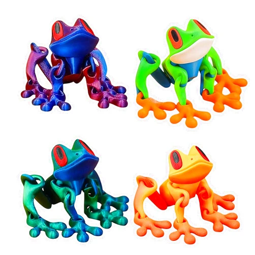 Generic 4Pcs 3D Printed Magnetic Frog Fridge Magnets, Realistic Jointed Jumping Frogs Model, Magnetic Frog Refrigerator Magnets Decor, for Home Office Decor