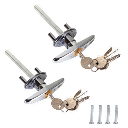SENENQU 2 Pack Garage Door T Handle Lock, Replacement Garage Door Shed Door Lock T Handle, Universal Replacement Hardware Garage Locking with Keys (Sliver)