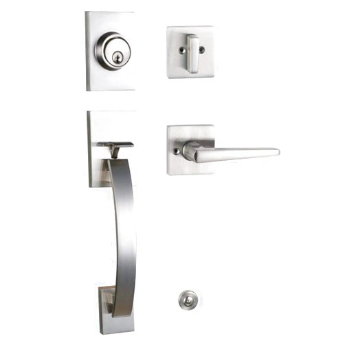 NEWBANG Front Door Entry Handle and Deadbolt Lock Set - Satin Nickel Finish,MDHST2017SN-BR