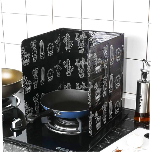 Tengdi Oil Splash, 3-Slides Aluminum Anti Splatter Shield Guard Foldable Oil Splatter Screen Board Cooking Frying Oil-Proof Splash Kitchenware Tool for Kitchen Cooking