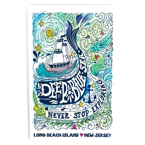 Lantern Press 12x18 Inch Metal Sign, Long Beach Island, New Jersey, Watercolor Whale, Deep Blue Sea