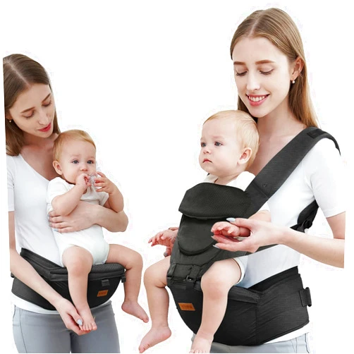 Acumas Baby Carrier with Hip Seat, Baby Carrier Newborn to Toddler, 6-in-1 Ways to Carry, All Seasons, Adjustable Baby Holder Carrier for Breastfeeding (Black）