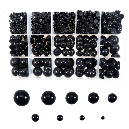 TOAOB THE ONE AND ONLY BABY TOAOB 830pcs Round Black Plastic Doll Eyes 3mm to 16mm Flatback Button Craft Eyes for Stuffed Animals Amigurumis Crochet Bears Crafts Making