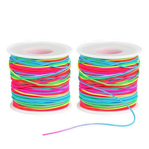 Ohtomber Bracelet String Elastic Cord - 2 Rolls 1MM Rainbow Stretchy String for Bracelet Making, Thread for Clay Beads, Jewelry, Necklaces, Sewing and Crafts