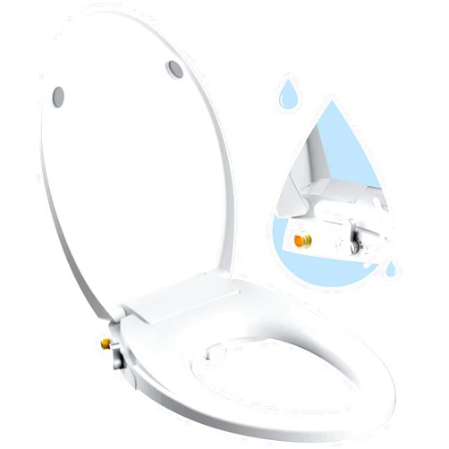 Hibbent Elongated Bidet Toilet Seat with Slow Close, Non-Electric Bidet Attachment for Toilet Seat with Dual Nozzle, Bidet Sprayer with Adjustable Self-Cleaning Nozzles, Brass T Adapter
