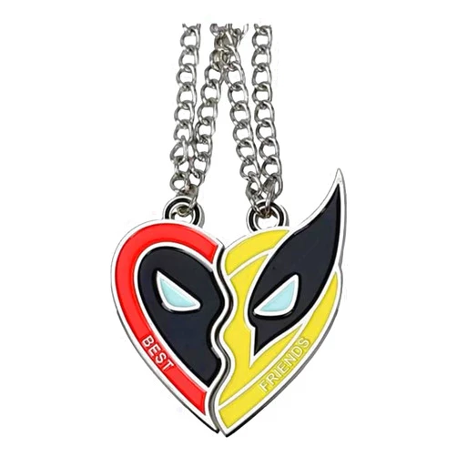 TCB Creations Dead Pool and Wolverines Best Friends Split Heart 2 Piece BFF Necklace Set