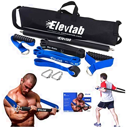 Elevtab Portable Resistance Bar, Weightlifting Training Kit, Resistance Band Set, Full Body Workout Equipment, for Home Gym