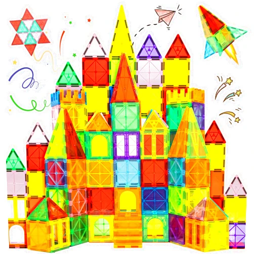 EchoPlan Magnetic Tiles,68PCS Magnetic Building Blocks,Magnet Tiles 3D Clear Building Blocks Set,STEM Sensory Educational Toys Gift for Toddlers Kids Boys 3 4 5 6 7 8 9+ Year Old