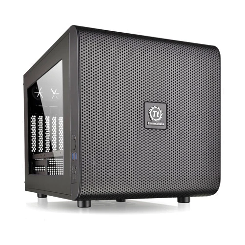 Thermaltake Core V21 SPCC Micro ATX, Mini ITX Cube Gaming Computer Case Chassis, Small Form Factor Builds, 200mm Front Fan Pre-installed, CA-1D5-00S1WN-00 Black