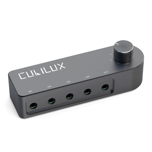 Cubilux Bidirectional 3.5mm Audio Switcher (1-in to 4-Out / 4-in to 1-Out), Stereo 1/8” Aux Selector Box for Speaker Headphones/Earphones, Audio Switch for Laptop Computer Smartphone Tablet