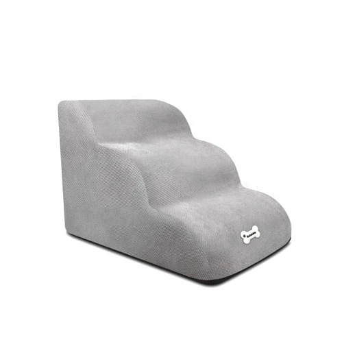 BOSERMEN Dog Stairs, Soft Comfortable Pet Stairs with Washable & Zippered Cover, Easy Climb Dog Ramp Steps, Dog Ramps for Sofa Bed(Grey)