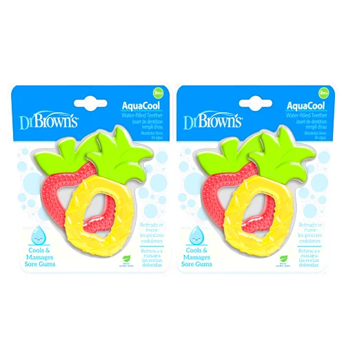 Dr. Brown's AquaCool Water-Filled Baby Teether, Cools & Massages Sore Gums, BPA Free, Pineapple and Apple, 4 Pack, 3m+