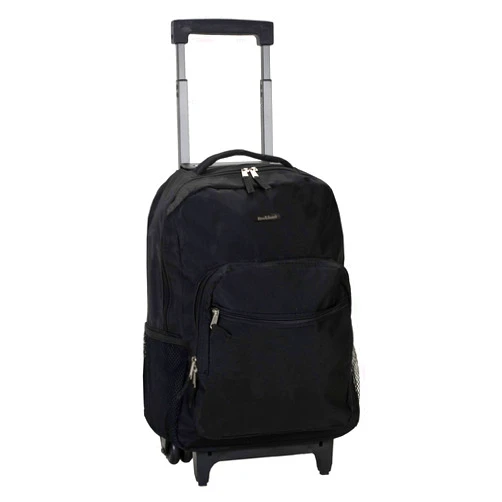 Rockland Double Handle Rolling Backpack, Black, 17-Inch 17-Inch Black