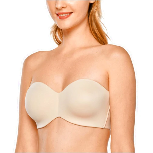 DELIMIRA Women's Strapless Bra Unlined Underwire Minimizer Plus Size Support