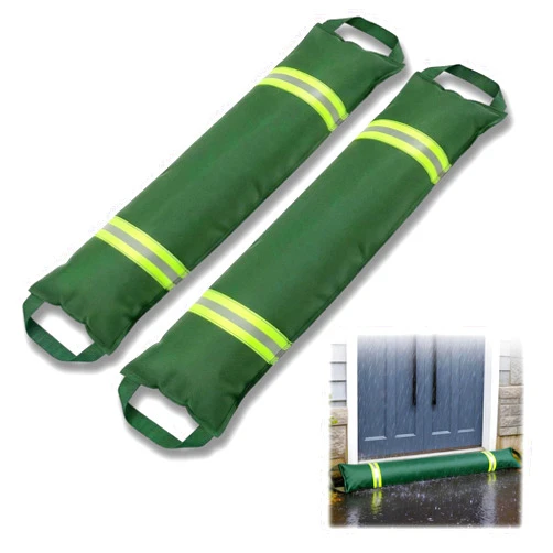XRBZYQA 2 Pack Quick Water Activated Flood Barriers, 3FT Sandless Sandbags for Flooding with Handles & Reflective Strips, Heavy Duty Reusable Absorbent Flood Water Dam for Home, Doorway, Garage, Basement